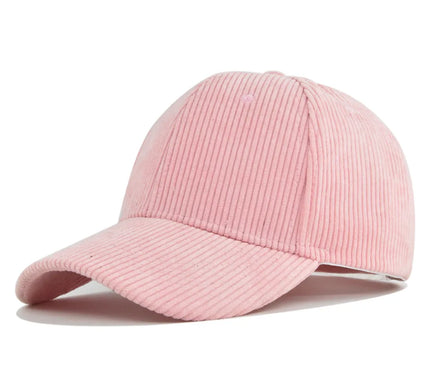 Casquette velours côtelé rose clair joyeuse excentrique