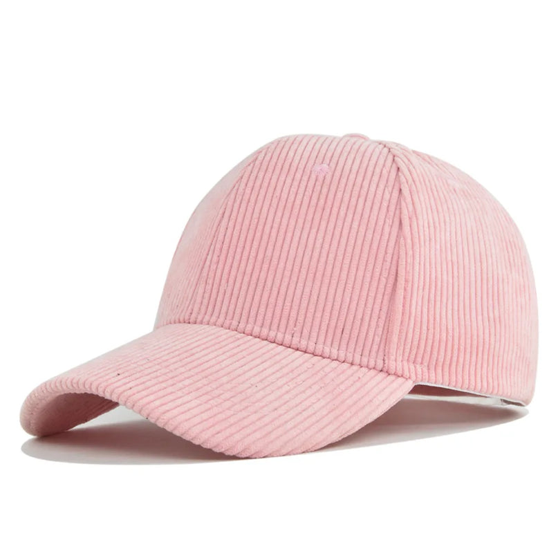 Casquette velours côtelé rose clair joyeuse excentrique