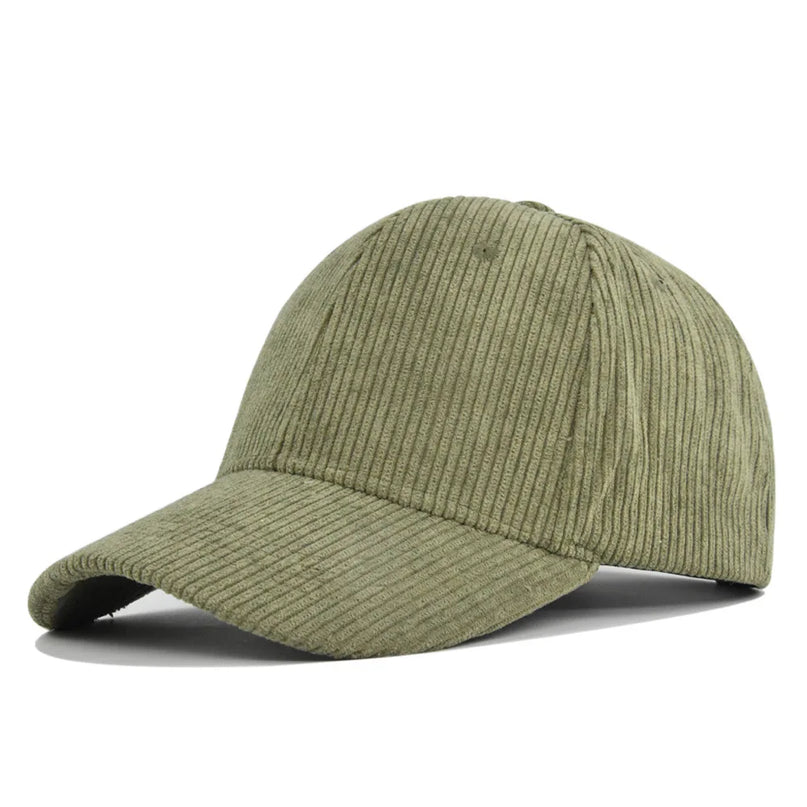 Casquette velours côtelé vert kaki douce urbaine