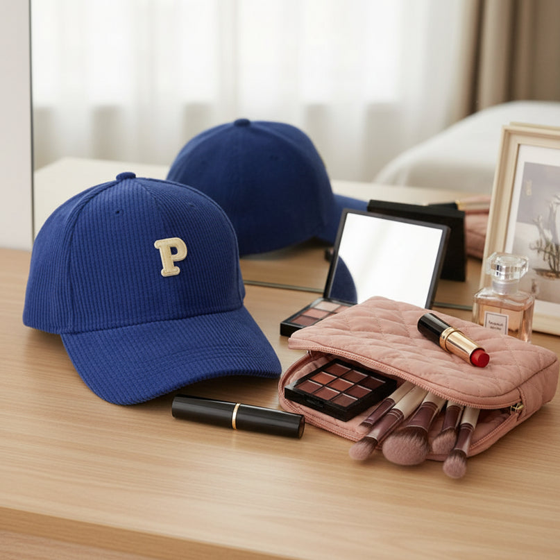 Casquette velours texturée chic bleu royal