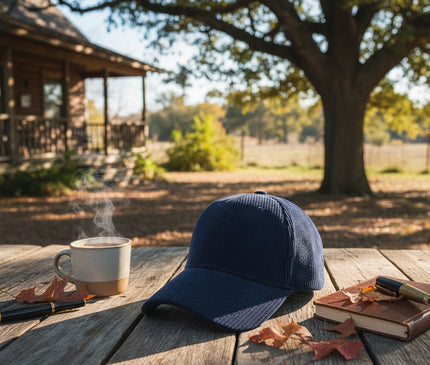 Casquette velours côtelé bleu espiègle charmante