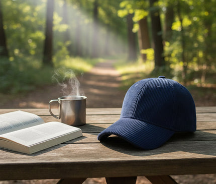 Casquette velours côtelé bleu espiègle charmante