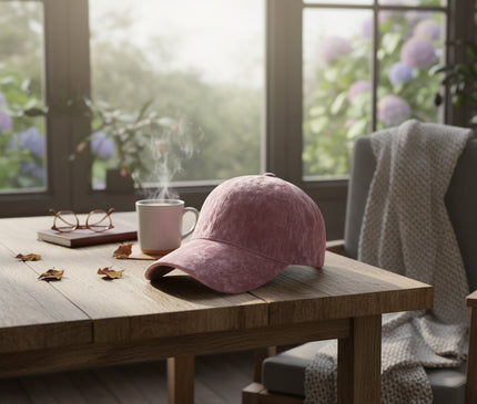 Casquette velours soie rose audacieuse poétique