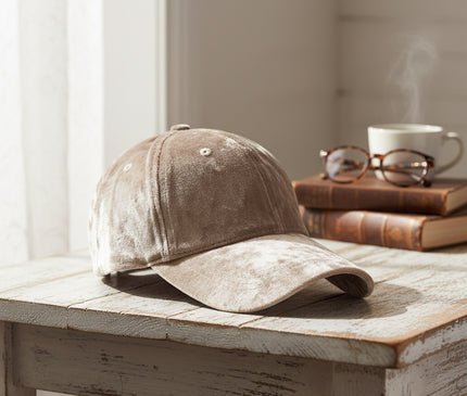 Casquette velours soie texturée chic